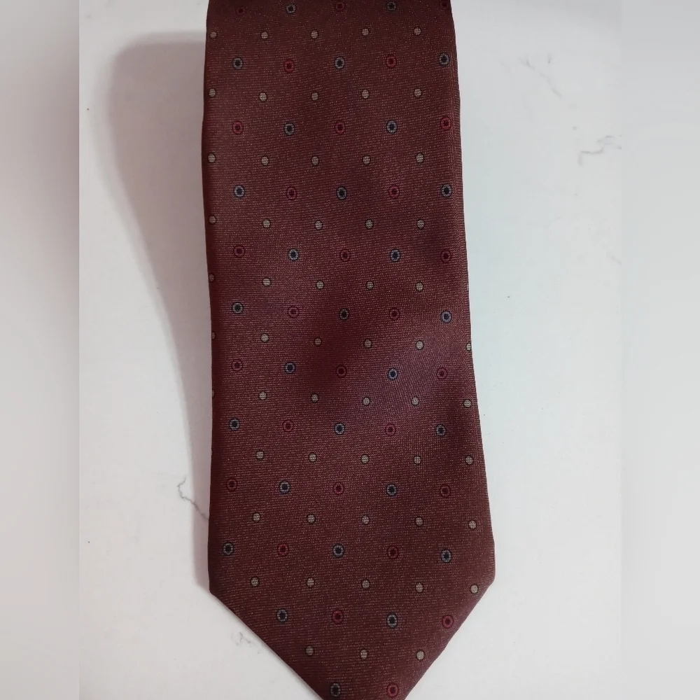 Oscar De La Renta classic Silk Tie Brown With Multicolored Dots 57